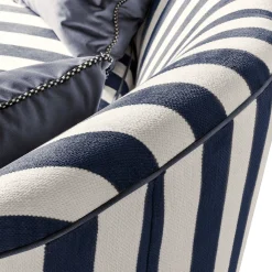 Living Room|MacKenzie-Childs Marquee Navy Stripe Chenille Sofa