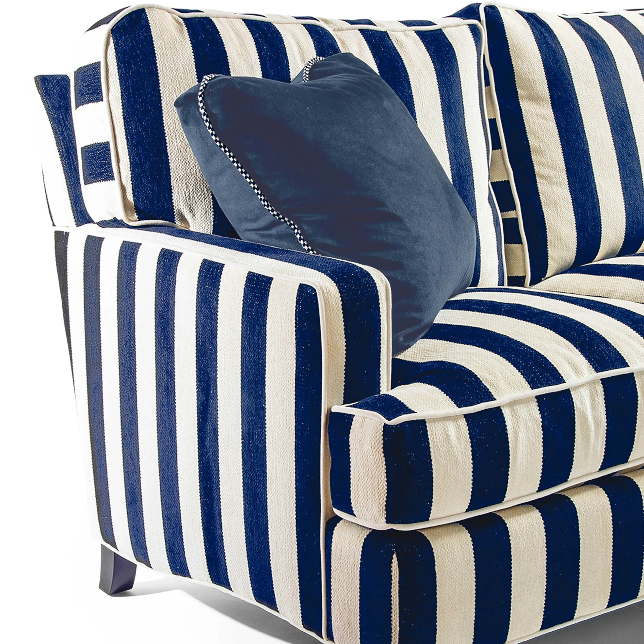 Living Room|MacKenzie-Childs Marquee Navy Stripe 2-Piece Left Arm Chaise Sectional
