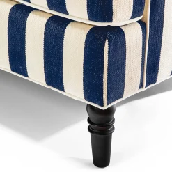 Living Room|MacKenzie-Childs Marquee Navy Stripe 2-Piece Left Arm Chaise Sectional
