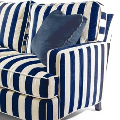 Living Room|MacKenzie-Childs Marquee Navy Stripe 2-Piece Right Arm Chaise Sectional