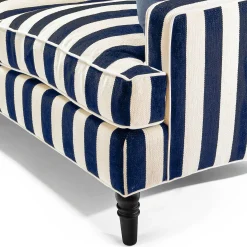 Living Room|MacKenzie-Childs Marquee Navy Stripe 2-Piece Right Arm Chaise Sectional