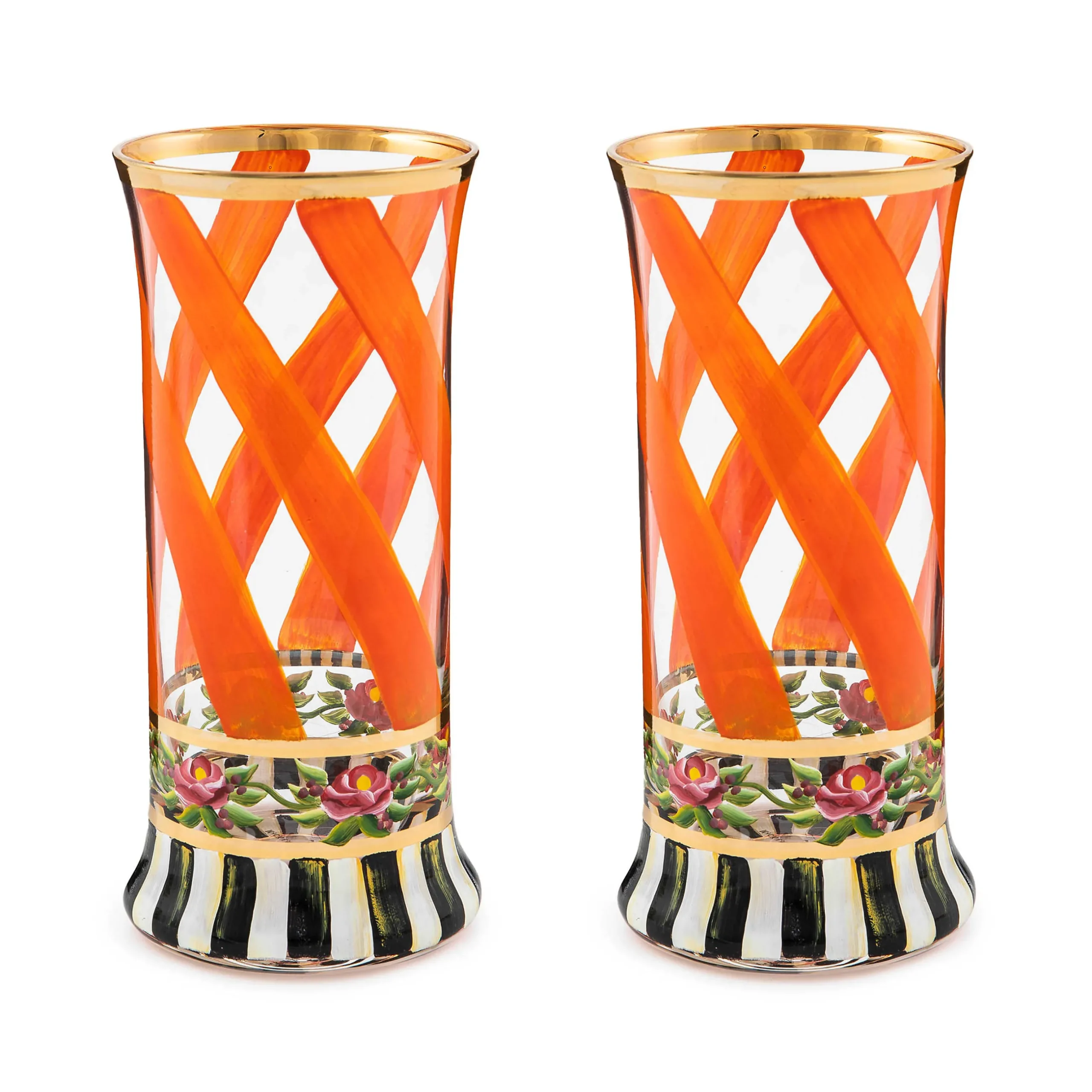 Holiday|The Halloween Shop|MacKenzie-Childs Maypole Apricot Highball Glass, Set of 2