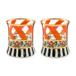 Drinkware|Fall Entertaining|MacKenzie-Childs Maypole Apricot Tumbler Glass, Set of 2