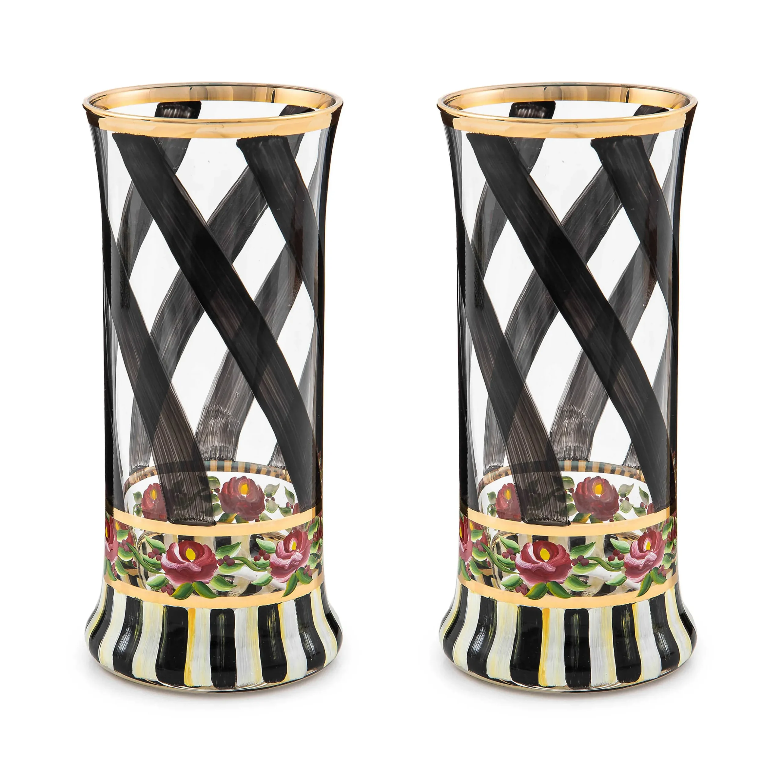 Holiday|The Halloween Shop|MacKenzie-Childs Maypole Black Highball Glass, Set of 2