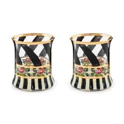 Drinkware|Bar Entertaining|MacKenzie-Childs Maypole Black Tumbler Glass, Set of 2