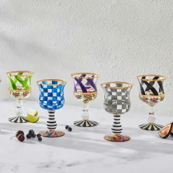 Drinkware|Bar Entertaining|MacKenzie-Childs Maypole Black Wine Glass
