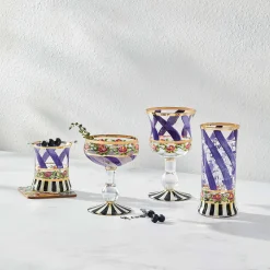Drinkware|MacKenzie-Childs Maypole Lavender Coupe Glass