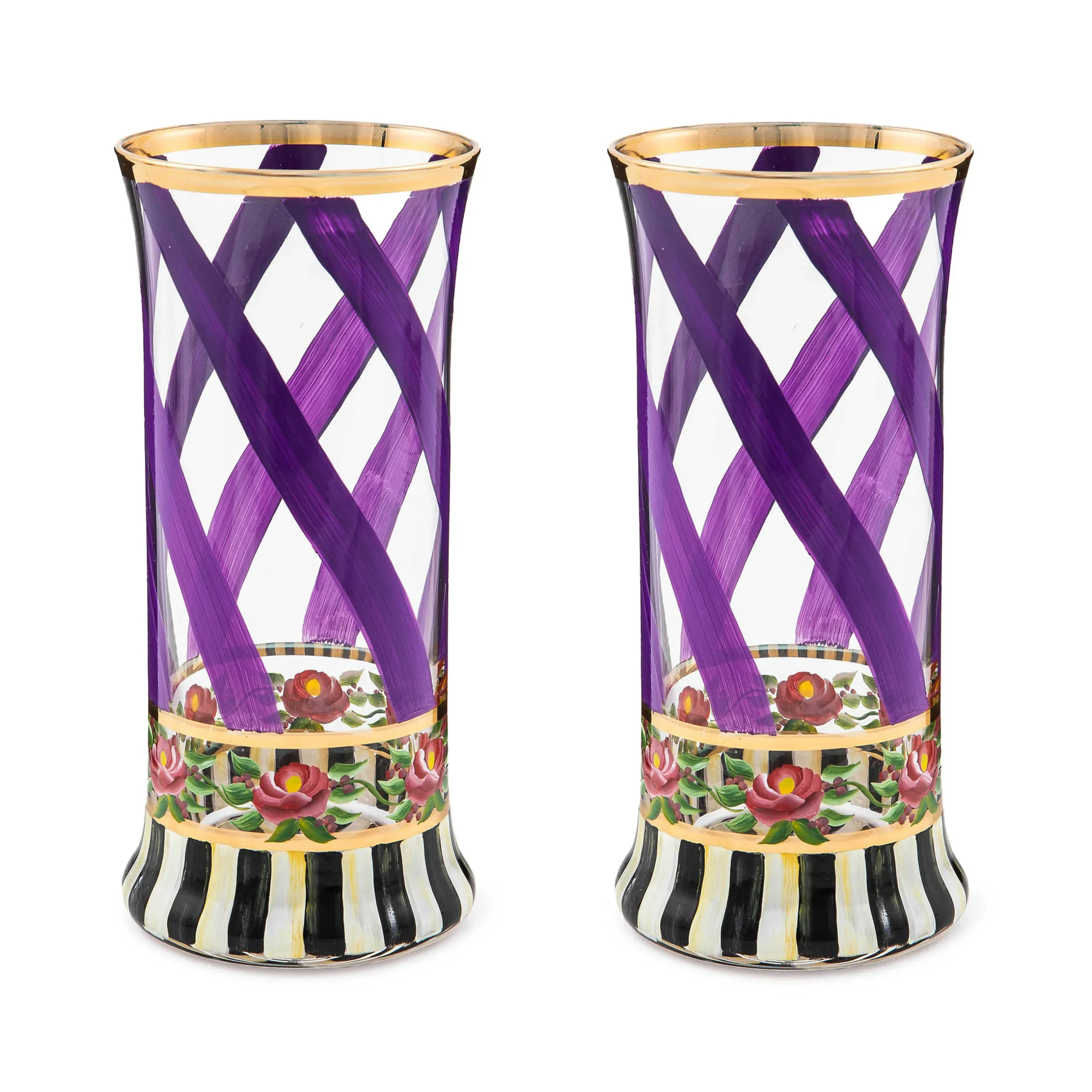 Holiday|The Halloween Shop|MacKenzie-Childs Maypole Lavender Highball Glass, Set of 2