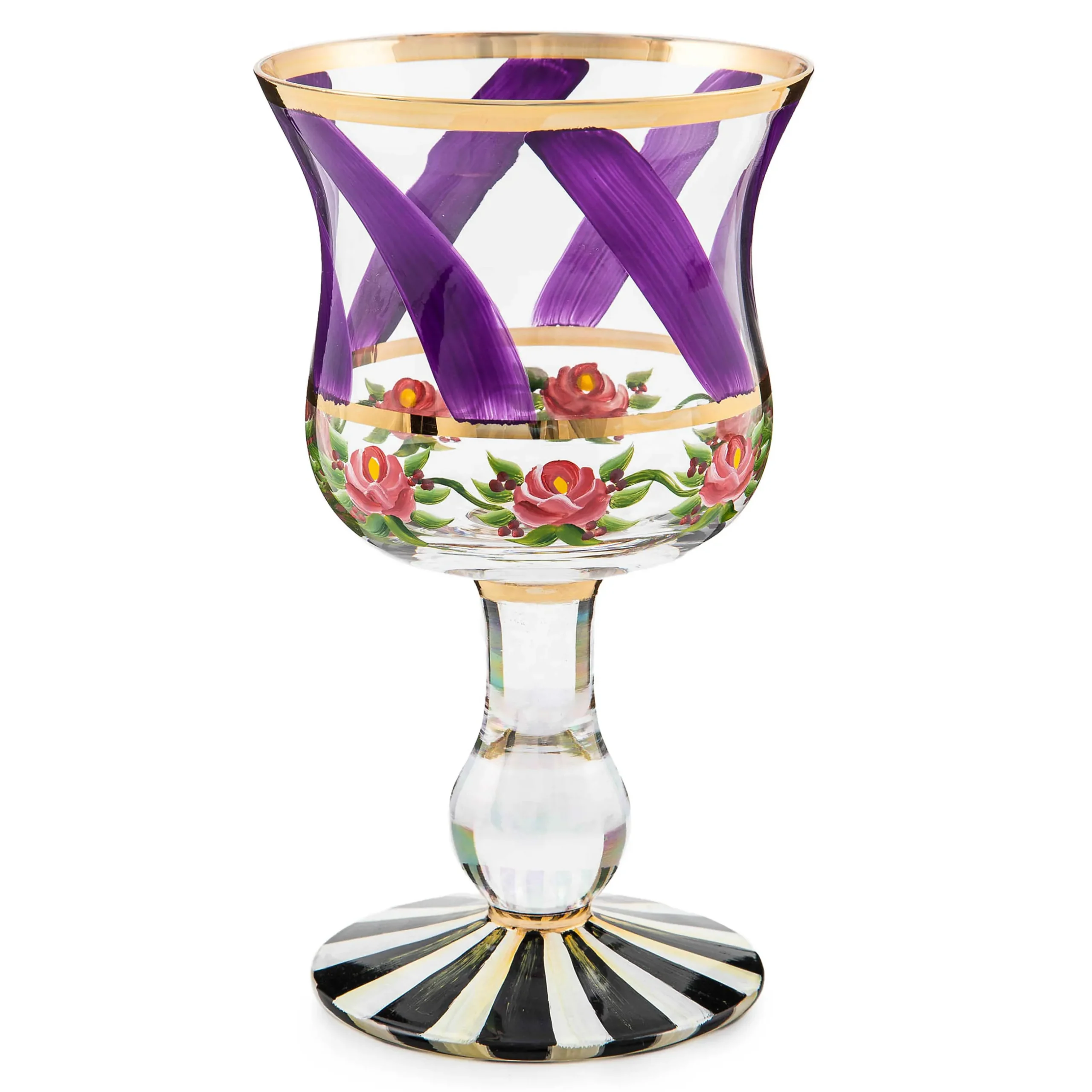 Drinkware|Bar Entertaining|MacKenzie-Childs Maypole Lavender Wine Glass