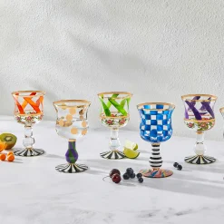 Drinkware|Bar Entertaining|MacKenzie-Childs Maypole Lavender Wine Glass