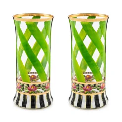 Holiday|Drinkware|MacKenzie-Childs Maypole Leaf Highball Glass, Set of 2
