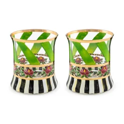 Drinkware|Bar Entertaining|MacKenzie-Childs Maypole Leaf Tumbler Glass, Set of 2