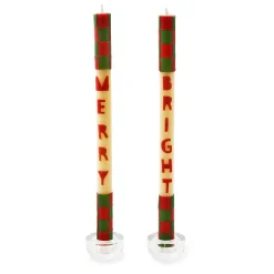 Holiday|Candles & Fragrances|MacKenzie-Childs Merry  Bright Dinner Candles, Set of 2