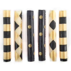 The Halloween Shop|Candles & Fragrances|MacKenzie-Childs Mini Black  Gold Dinner Candles, Set of 6