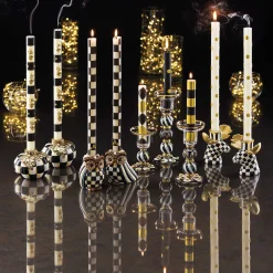 The Halloween Shop|Candles & Fragrances|MacKenzie-Childs Mini Black  Gold Dinner Candles, Set of 6