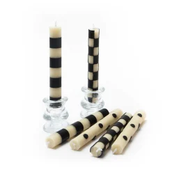 Candles & Fragrances|Table Accessories|MacKenzie-Childs Mini Black Ivory Dinner Candles, Set of 6