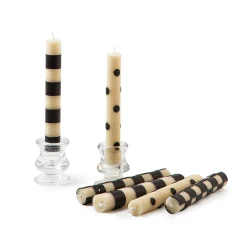 Candles & Fragrances|Table Accessories|MacKenzie-Childs Mini Black  Ivory Dinner Candles, Set of 6