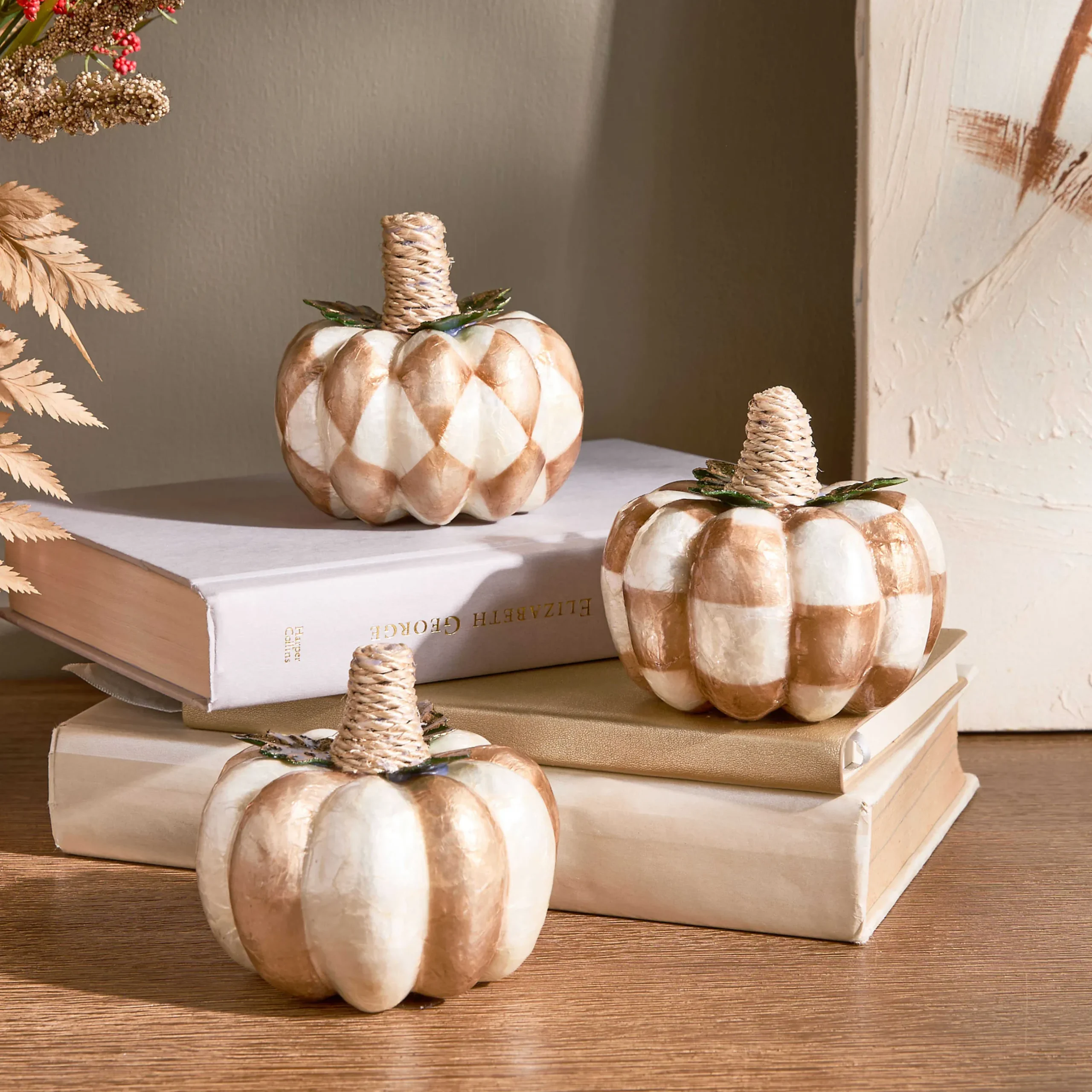 Pumpkins|The Fall Shop|MacKenzie-Childs Mocha Capiz Pumpkins, Set of 3