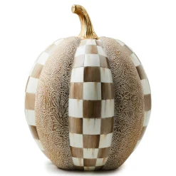 Pumpkins|The Halloween Shop|MacKenzie-Childs Mocha Check  Block Print Tall Pumpkin