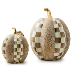 Pumpkins|The Halloween Shop|MacKenzie-Childs Mocha Check  Block Print Tall Pumpkin