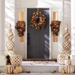 The Fall Shop|Outdoor|MacKenzie-Childs Mocha Check Outdoor Trophy Topiary
