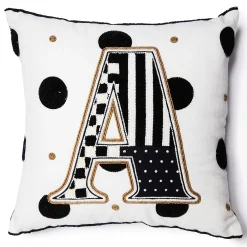 Pillows, Throws, & Cushions|MacKenzie-Childs Monogram A Beaded Throw Pillow