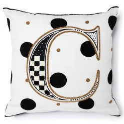 Pillows, Throws, & Cushions|MacKenzie-Childs Monogram C Beaded Throw Pillow