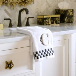 Bath & Bath Accessories|MacKenzie-Childs Monogram C Check Hand Towel