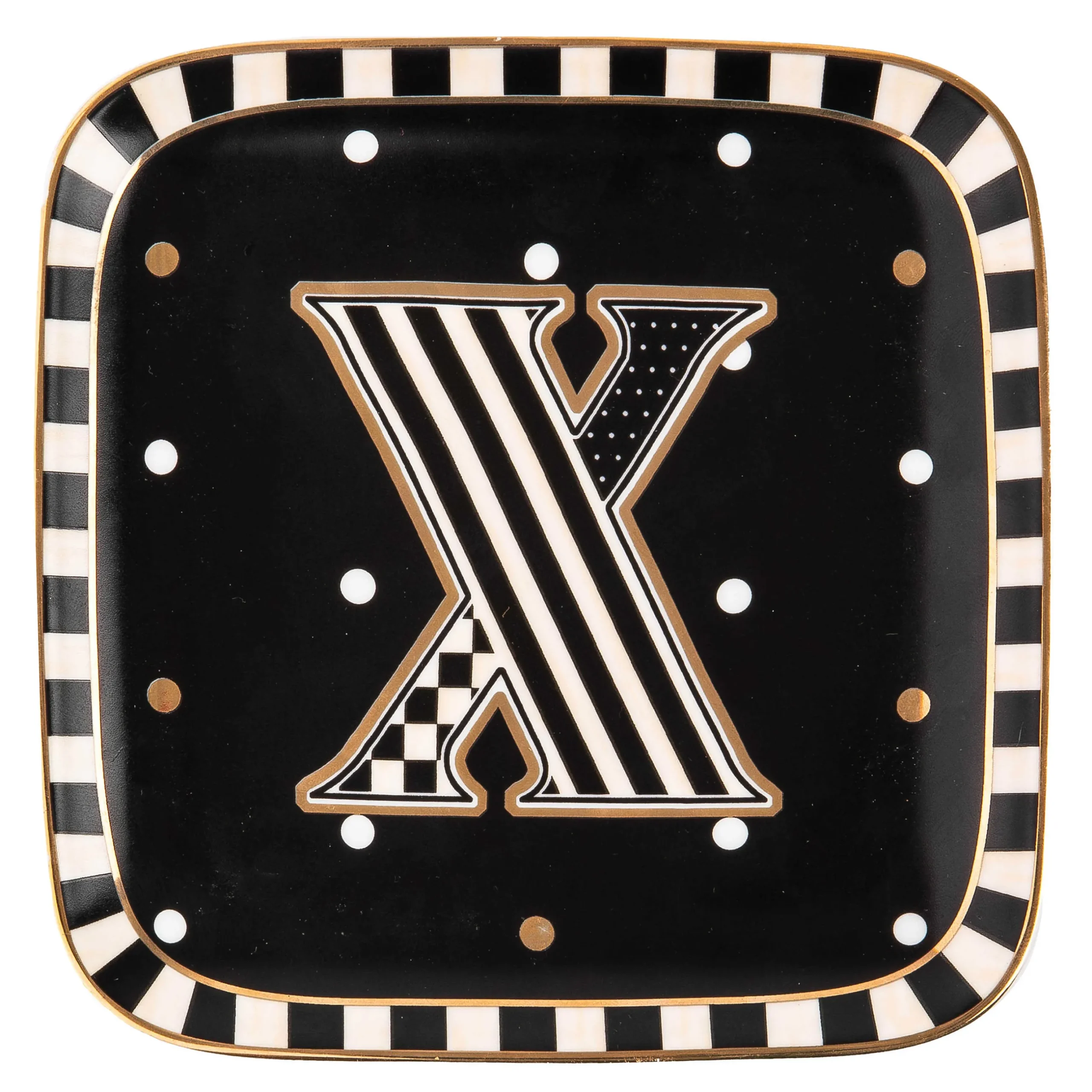 Dinnerware & Flatware|MacKenzie-Childs Monogram Dish - X