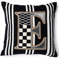 Pillows, Throws, & Cushions|MacKenzie-Childs Monogram E Beaded Throw Pillow