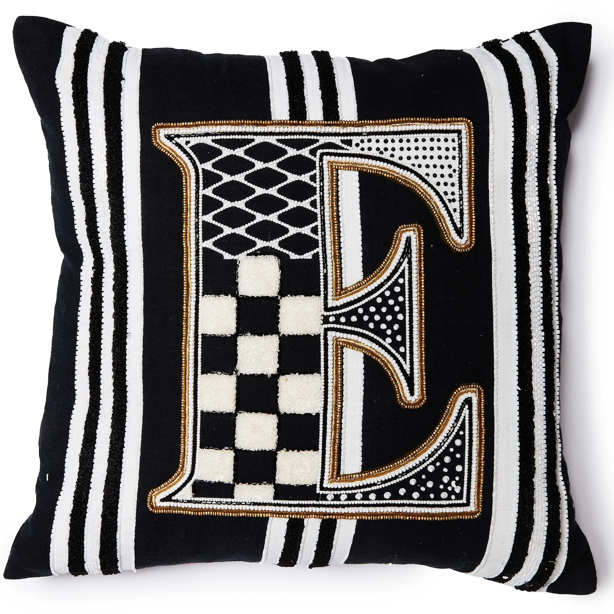 Pillows, Throws, & Cushions|MacKenzie-Childs Monogram E Beaded Throw Pillow
