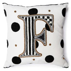 Pillows, Throws, & Cushions|MacKenzie-Childs Monogram F Beaded Throw Pillow
