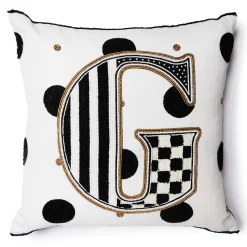 Pillows, Throws, & Cushions|MacKenzie-Childs Monogram G Beaded Throw Pillow