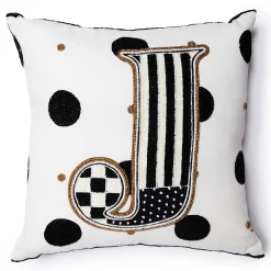 Pillows, Throws, & Cushions|MacKenzie-Childs Monogram J Beaded Throw Pillow