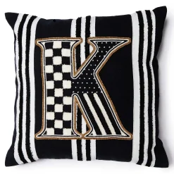 Pillows, Throws, & Cushions|MacKenzie-Childs Monogram K Beaded Throw Pillow