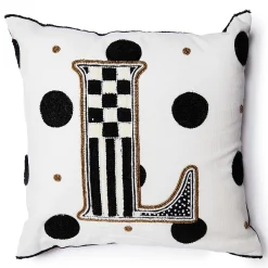 Pillows, Throws, & Cushions|MacKenzie-Childs Monogram L Beaded Throw Pillow