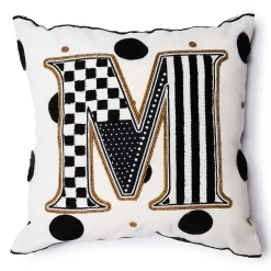 Pillows, Throws, & Cushions|MacKenzie-Childs Monogram M Beaded Throw Pillow