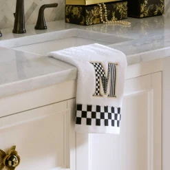Bath & Bath Accessories|MacKenzie-Childs Monogram M Check Hand Towel