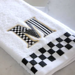 Bath & Bath Accessories|MacKenzie-Childs Monogram M Check Hand Towel