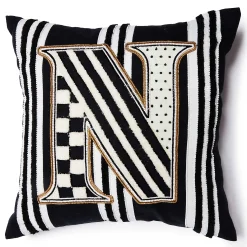 Pillows, Throws, & Cushions|MacKenzie-Childs Monogram N Beaded Throw Pillow