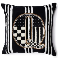 Pillows, Throws, & Cushions|MacKenzie-Childs Monogram Q Beaded Throw Pillow
