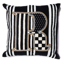 Pillows, Throws, & Cushions|MacKenzie-Childs Monogram R Beaded Throw Pillow