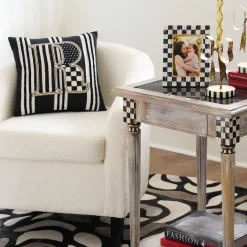 Pillows, Throws, & Cushions|MacKenzie-Childs Monogram R Beaded Throw Pillow