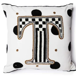 Pillows, Throws, & Cushions|MacKenzie-Childs Monogram T Beaded Throw Pillow