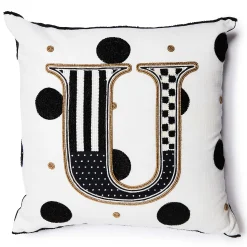 Pillows, Throws, & Cushions|MacKenzie-Childs Monogram U Beaded Throw Pillow