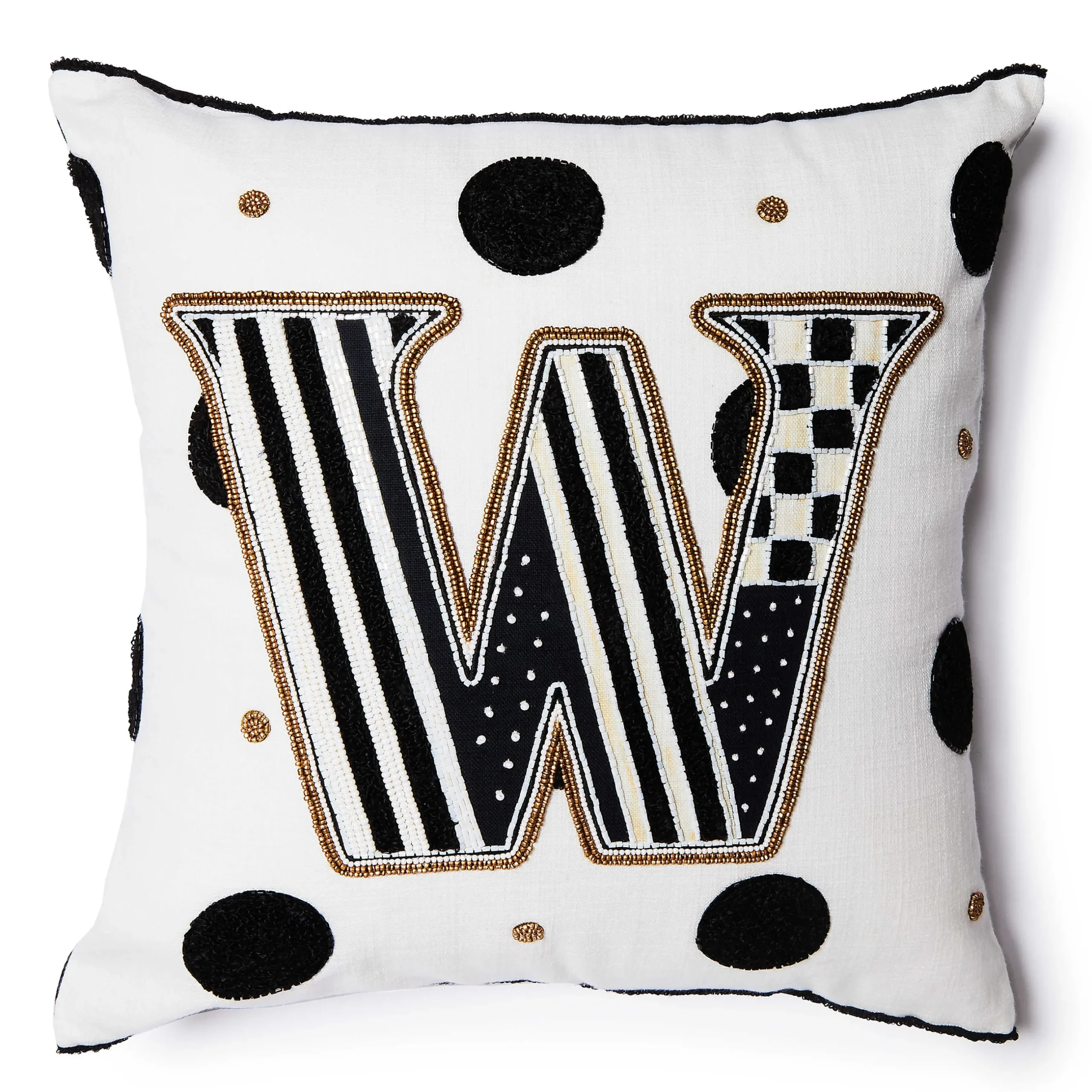 Pillows, Throws, & Cushions|MacKenzie-Childs Monogram W Beaded Throw Pillow