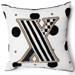 Pillows, Throws, & Cushions|MacKenzie-Childs Monogram X Beaded Throw Pillow