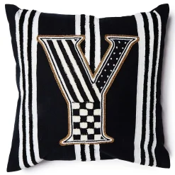Pillows, Throws, & Cushions|MacKenzie-Childs Monogram Y Beaded Throw Pillow