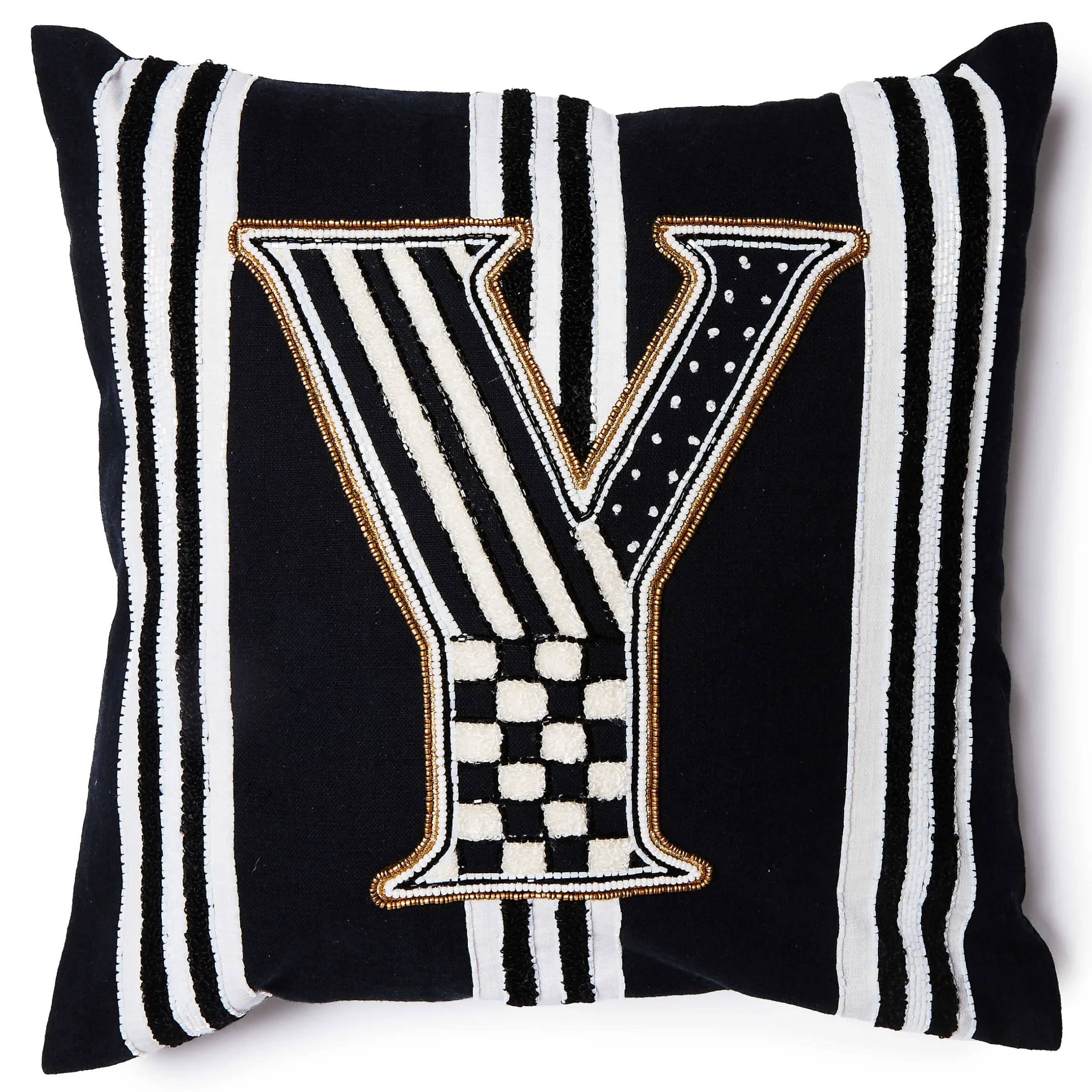 Pillows, Throws, & Cushions|MacKenzie-Childs Monogram Y Beaded Throw Pillow
