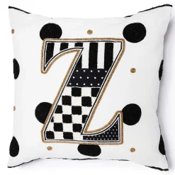 Pillows, Throws, & Cushions|MacKenzie-Childs Monogram Z Beaded Throw Pillow